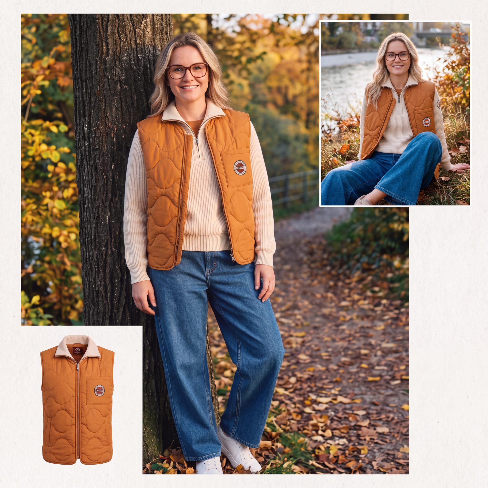 Character E · autumn campaign with product detail