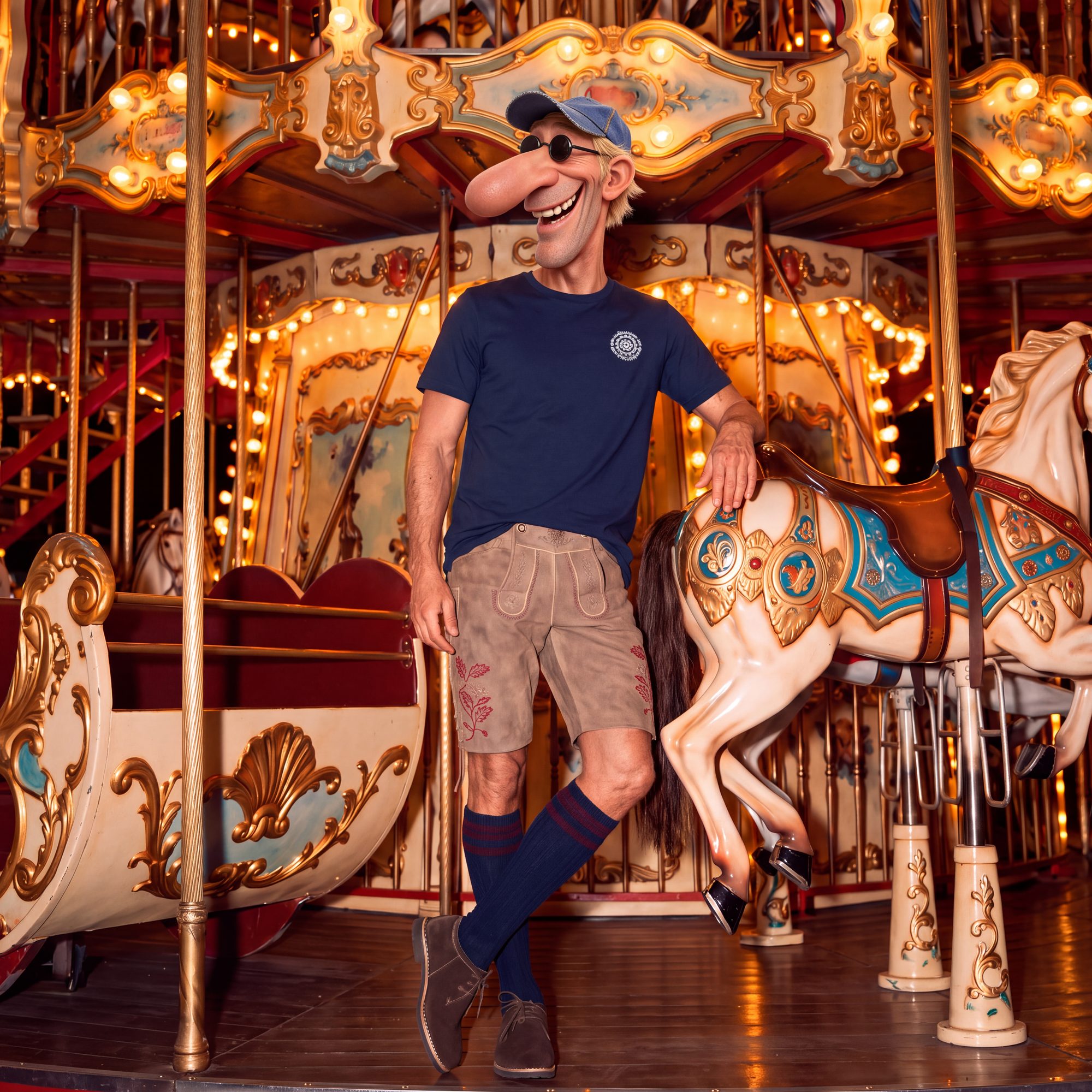 Character D at the carousel